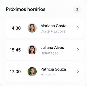 Próximos horários na Nolio